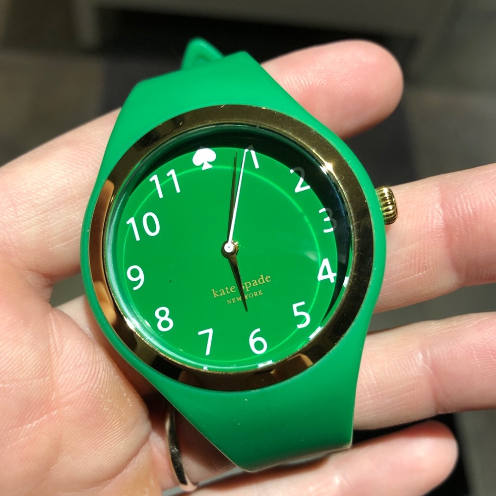 Green kate spade watch | Gold trim